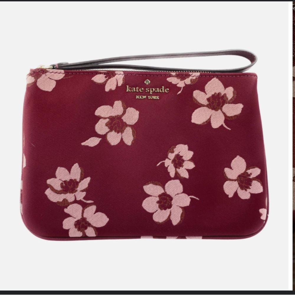 BNWOT Kate Spade Chelsea The Little Better Floral Wristlet Deep Berry K9286
